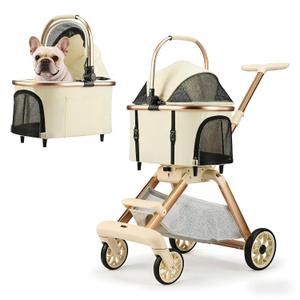 Pet Stroller for Small Dogs - 3 In1 Dog Stroller with Adjustable Handle and Detachable Carrier Car Seat, Foldable Cat Stoller with 5" Lockable All-Terrain Wheels