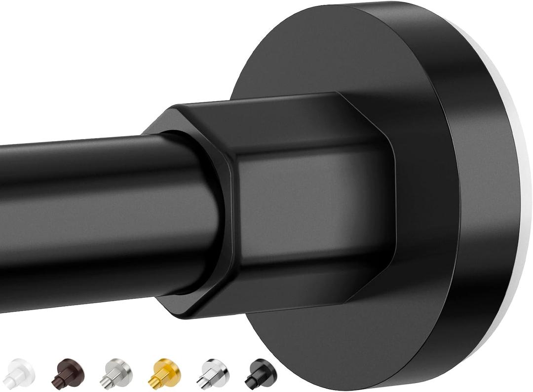 Shower Curtain Rods 32 to 75 Inch, Shower Tension Rod No Drilling Adjustable Shower Rods for Bathroom Non-Slip Stainless Steel Telescoping Shower Bar for Curtain, No Rust, Black