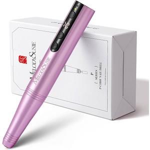 MelodySusie Electric Nail Files 11 in 1 Kit PC180F Cordless Nail Drill for Acrylic Nails 25000RPM Portable Rechargeable Nail Files 25 Speeds Professional Efiles Manicure Pedicure (Rose)