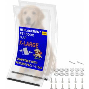 2 Pack Extra Large Dog Door Replacement Flaps with Screws and 304 Stainless Steel Washers for PetSafe Freedom Doggie Doors PAC11-11040,13 1/8 x 24 7/8(No Metal Bracket Included, Frosted Transparent)