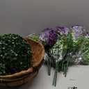 Hananona 2 Set Artificial Outdoor Flowers with Hanging Basket, 2 Hanging Planters with 24 Pcs Flowers for Spring Summer Front Porch Garden Patio Home Decor (2, Purple)