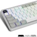 Womier Low Profile Keycaps - Shine Through Keycaps 60 65 75 100 Percent, Keyboard Key caps PBT Full Size for Cherry Gateron MX Switches Mechanical Keyboard, Grey/White