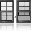 WRISIN 2 Pack Shed Windows 14" W x 21" H Flush Mount, Black Household Windows for Playhouses, Barns, Chicken Coop