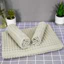 12 Piece Light Brown Waffle Bath Towel Set, 100% Cotton