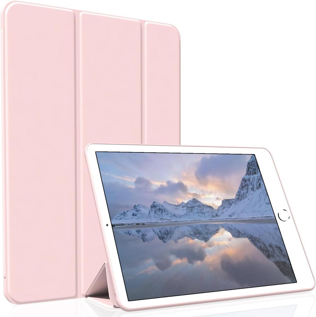 Case for iPad 9.7 Inch 2017/2018, Lightweight Slim Soft TPU Trifold Stand Smart Cover, Auto Sleep/Wake Case for iPad 9.7 5th/6th Generation, Pink