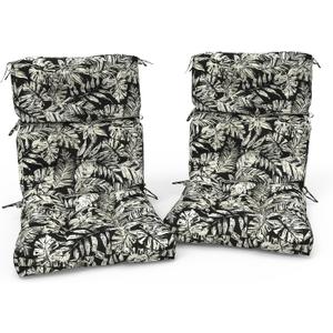 Outdoor High Back Patio Chair Cushions, Fade Resistant & Waterproof Tufted Seat and Back Cushions for Patio Furniture, Patio Chair Cushions 44x22 Inch, Set of 2, Tropical Leaf Black, 44"x22"x4"