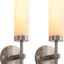 KUZZULL Wall Sconces Set of Two Brushed Nickel Lamp Sconces Wall Lighting with White Glass Shade Lights Wall Light Sconces Wall Decor Set of 2 for Living Room Wall Scones, Wall Lights Set of 2
