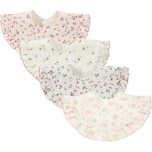 Nishine 4 pcs Unisex Baby Muslin Bandana Drool Bibs 360 Degree Rotatable Cotton Teething Feeding Drooling Bibs for Boy Girl