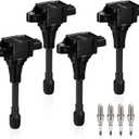 BDFHYK Ignition Coil Pack and Iridium Spark Plugs Compatible with Nissan 2007-2019 Altima Versa Sentra Rogue Cube NV200 UF549 9029, Sets of 4