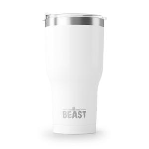 BEAST Insulated Coffee Mug – 900 ml I Arctic White I Stainless Steel I Reusable, Insulated Cups I 2 Straws and Cleaning Brush, Double Walled Travel Coffee Thermos I Hot or Iced Coffee