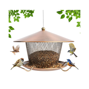 Metal Mesh Bird Feeder for Outdoors Hanging, Brushed Copper Bird Feeders for Cardinal, 3LB Wild Birdfeeder Squirrel Proof for Outside