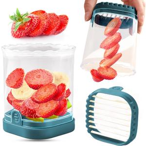 Creative Strawberry & Fruit Slicer - Detachable Cutter with Push Plate (Dark Teal)