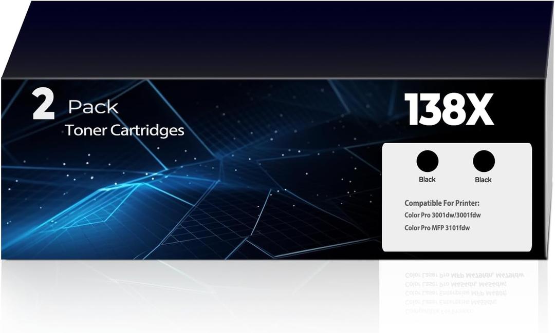 138X Black Toner Cartridge Pro 3101fdw 3101sdw 3001dw Toner,Compatible for HP 138X 138A W1380A W1380X Black LaserJet Toner Cartridges for LaserJet MFP 3101fdw 3101sdw Pro 3001dw 3001fdw 2-Pack