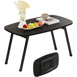Foldable Coffee Table for Small Spaces,Small Coffee Table Folding,Rectangular Center Table for Living Room, Modern Floor Table,Mid Century Low Tables for Home, Office, Dorm,Easy Assembly,Black, 31.5" x 15.7" x 17.7"