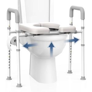 Raised Toilet Seat with Handles - Toilet Seat Riser for Seniors with Adjustable Width & Height,400 lbs Elevated Toilet Seat Riser for Handicap, Disabled and Pregnant, Fit Any Toilet