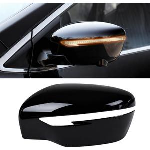 Moonlinks Compatible with Nissan Rogue 2014-2020/Murano 2015-2024/Pathfinder 2017-2020 Left Driver Mirror Cover Replacement, Glossy Black Left Side Clip-on Mirror Cap Replaces for 96374-4BA0A