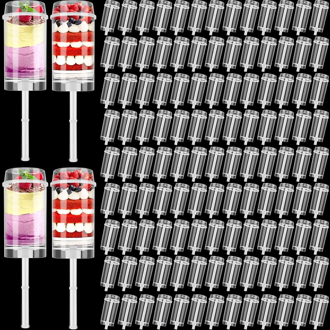 Lenwen 300 Pcs Push up Cake Pop with Lids
Containers Set Acrylic Holder Shooter Cups Dessert Treats Birthday Weddings Party