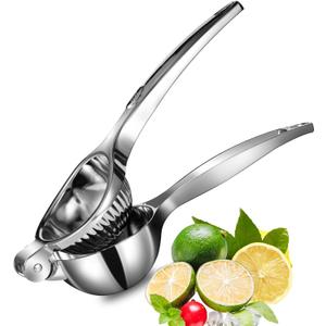 TEZZ Premium Lemon Squeezer, Large Heavy Duty Handhelp Juicer for Lemon, Metal Hand Press Citrus Juicer, Lime Squeezer Bar Tool, Manual Citrus Press (Silver)