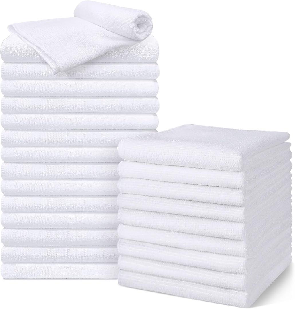 UNIMADE Salon Towels 24 Pack, Super Soft Microfiber Hand Towel, Highly Absorbent Hair-Drying Cloth for Gym, Bath, Spa Use and Home Beauty Care - White (16x29 inch)