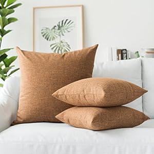 Kevin Textile Set of 2 Decorative Pillows Covers for Couch Star Faux Linen Sofa Pillows Cover 24 x 24 inch, 61x61cm, 