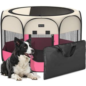 Portable Pet Puppy Dog Cat Playpen, 8-Panel Indoor/Outdoor Puppy Pen with Shade Cover & Travel Bag - Waterproof Dog Cat Tent