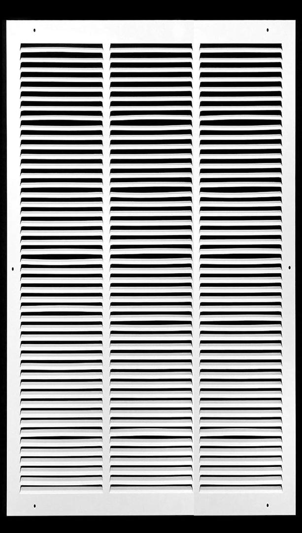 HVAC Premium 16'' x 32'' [Duct Opening] Flat Stamped Steel Return Air Grille - Sidewall and Ceiling - HVAC Vent Duct Cover - White [Outer Dimensions: 17.75''w X 33.75''h]