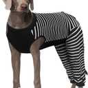 Kuoser Dog Recovery Suit, Anti Licking Dogs Rear Leg Sleeve, Abdominal Dog Surgical Suit with Pants Cover Protect Wounds, Dogs Elbow Protector Soft Pet Surgery Onesie Cone Alternative, Black 3XL 