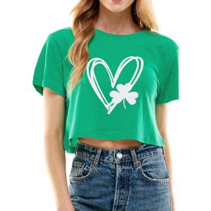 Funny St Patricks Day Outfits Shirt Women Sexy Saint Patricks Day Crop Tops | Shamrock Clover Crop Tops for Teen Girls (Green, M)