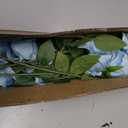 Blue Fake Roses Artificial Flowers 10 Pcs Real Touch Silk Faux Roses with Long Stems for Home Wedding Hotel Office Centerpiece Decor