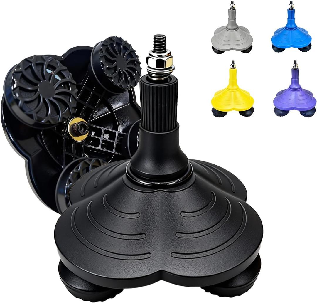 Cane Tips 3/4 Inch Extra Wide Heavy Duty Base Self Standing Cane Tip, 360Pivoting Quad Base for All Terrains, Shock-Absorbing and Non-Slip (Obsidian Black)