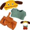 HDJY 17cm Doll Clothes Suitable for 15-17cm Dolls Accessories, 6.7" Doll Clothes, Includes Yellow Dog Hat, Green Striped Top, Orange Pants