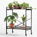 Zhongma 2 Tier Window Height Sturdy Metal Plant Stand with Wheels, 32.7x16x39.4 Inch High, Heavy Duty Succulent Shelf for Home Indoor and Outdoor, 440 LBS Capacity & Heavy Duty Construction