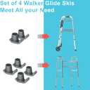 Dotday 4 Pack Walker Skis Glides for Folding Walkers, Essentials Universal Walker Accessories for Seniors, Mobility Aid Accessory for Seniors (Gray)