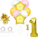 Sparkle and Bash Pink & Gold Girl 1st Birthday Party Decorations, Balloons, Cake Topper and Tassels for Party Decoration