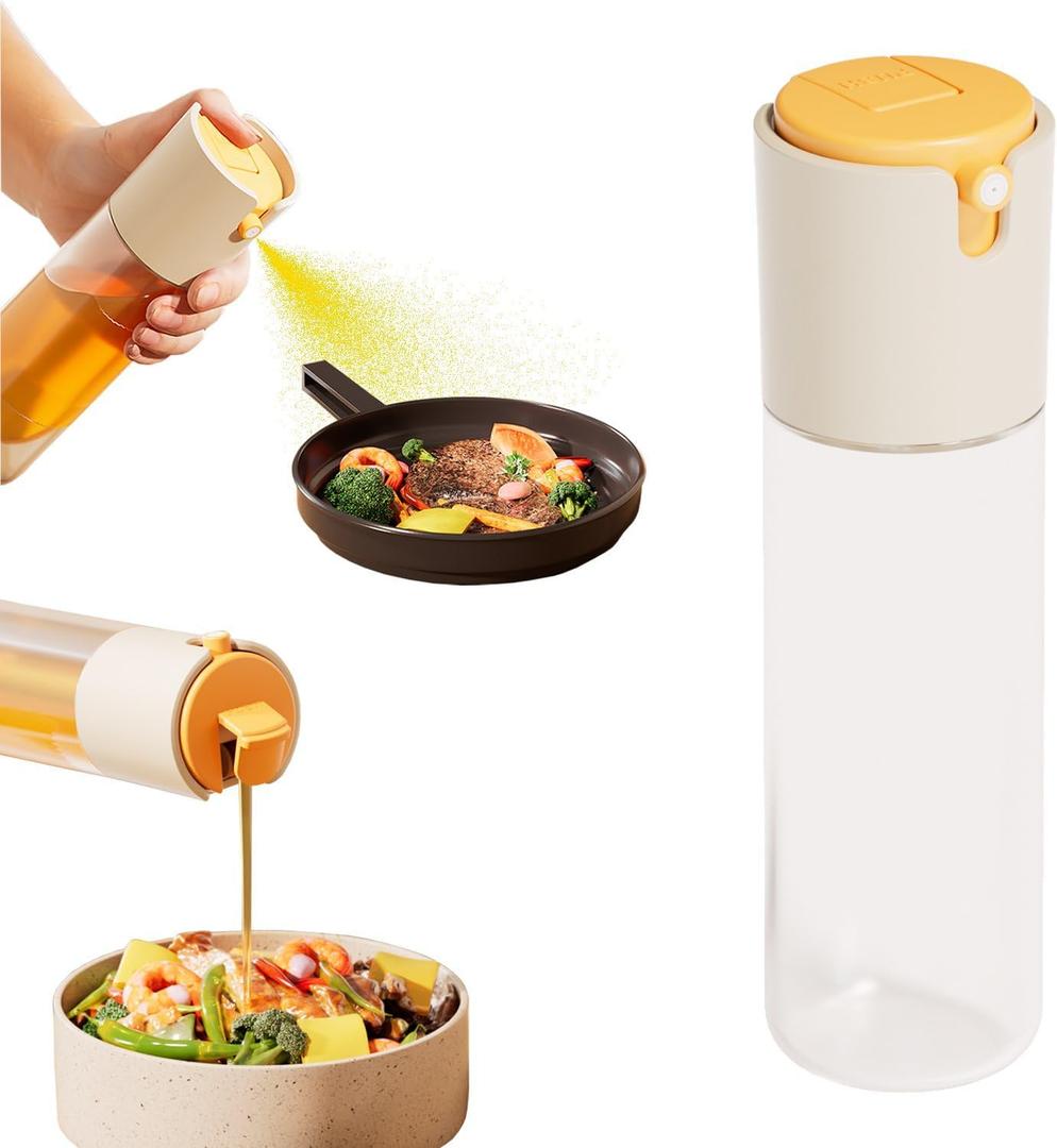 Oil Sprayer and Dispenser for Kitchen Cooking, 2 in 1 Olive Oil Sprayer & Oil Dispenser, 300ml/10oz Spray and Pour Oil Dispenser, Oil Sprayer for Cooking, Salad, Barbecue, Air Fryer 