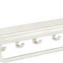 12" Shower Caddy Suction Cup, Concealed Shower Shelves Suction Cup with Hooks & Towel Bar, NO-Drilling Suction Shelf for Bathroom & Kitchen - White