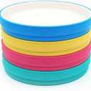 Elk and Friends Kids 7.8” Porcelain White Plates with Silicone Sleeves | Suitable for Babies/Toddlers | Microwave & Dishwasher Safe | Non Slip Dinnerware | Snack Dishes | 4 Pack