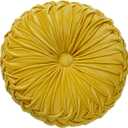 MOJUN Velvet Throw Pillow - Round, Pleated, Filled - Home Decorative Pillow for Couch, Chair, Bed, Car, Floor (Yellow, 14inch)