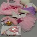 HyDren 15 Pcs Unicorn Stuffed Animal Toys for Girls Christmas Birthday Gift for Little Girls Plush Ballerina Doll Set Including Clothes Wings Bag Jewelry Accessories Unicorn Toy