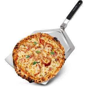 Checkered Chef Pizza Peel - Extra Large, Stainless Steel Metal Pizza Paddle with Folding Handle, Outdoor Pizza Oven Accessories - 13 Inch x 15 Inch