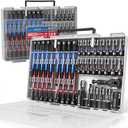 41-Piece Premium 1/4" Drive Magnetic Impact Nut Driver Set Metric & SAE Standard & Deep with Socket Adapters, 2-in-1 Ratchet Wrench, Wing Nut Driver, Universal Sockets, Quick Release Bit Holder