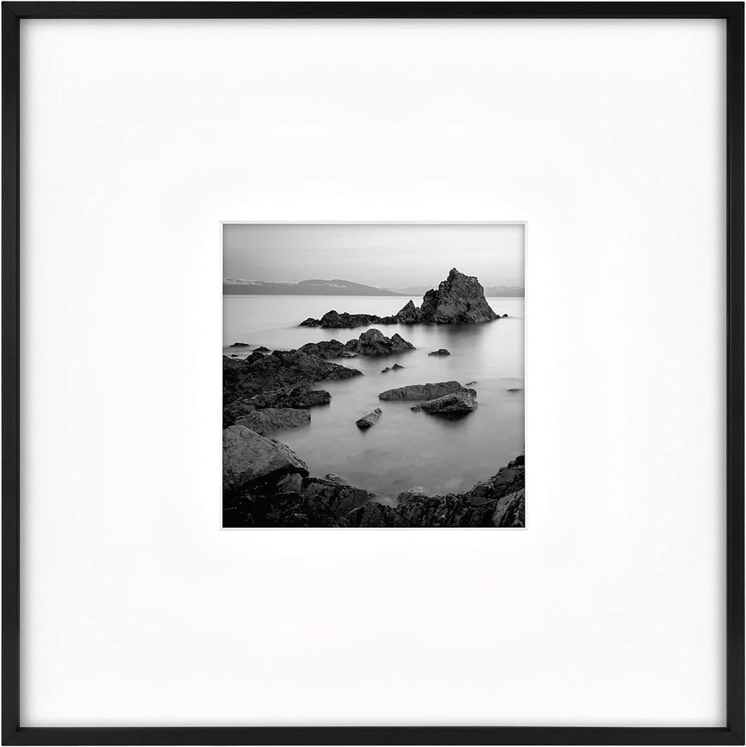 MCS Master & Co. Foundry Metal 18x18 Matted Picture Frame with 8x8 Photo Display, Black Vertical & Horizontal Wall Hanging Frame for Photos & Artwork (1-Pack)