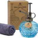 OFFIDIX Glass Plant Mister, 300ML Vintage Spray Bottle Plant Spritzer with Top Pump Fine Mist,Small Decorative Watering Can for Indoor Outdoor Succulent and Other Live Plants (Light Blue)