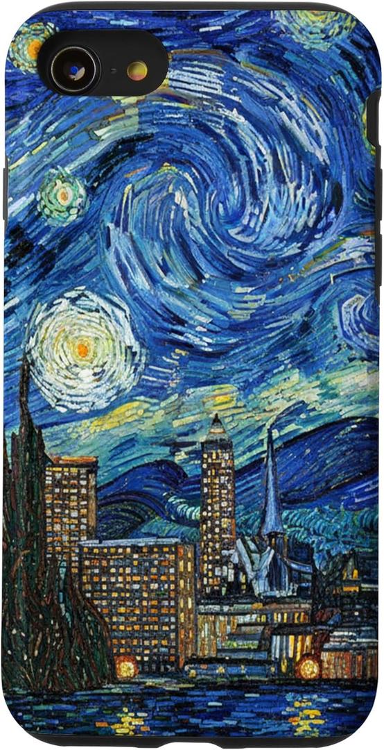 Van Gogh Starry Night New York Manhattan Skyscraper Skyline Case for iPhone SE (2020) / 7/8