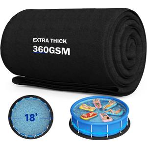 Uyittour 18Ft Round Pool Liner Pad for Above Ground Pools, 360G/M² Extra Thick Heavy Duty Under Pool Mat, Seamless Puncture Resistant Geotextile Fabric Ground Padding, Extends Liner Life, Black