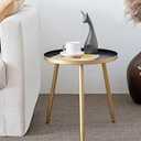 AOJEZOR Side Table: End Table for Any Room - Round Side Tables for Small Spaces - Black Top with 3 Gold Legged