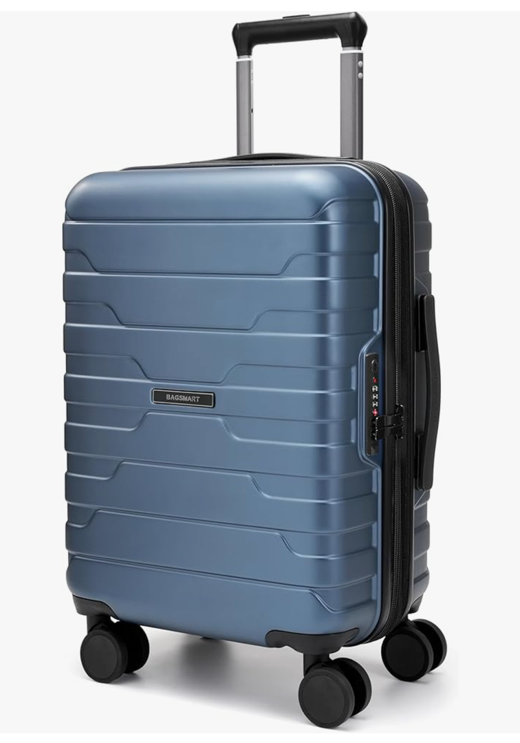 BAGSMART Carry On Luggage 22x14x9 Airline Approved with TSA Lock,20 Inch Lightweight Luggage with Spinner Wheels,100% PC Hard Shell Carry On Suitcases for Men Women,Royal Blue