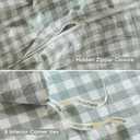 MooMee Gingham Duvet Cover Set 100% Washed Cotton Linen Like Textured Breathable Durable Soft Comfy Modern Checkered Design (Sage Green Gingham, King 104"x90")