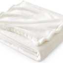 Bedsure Fleece Throw Blanket for Couch Cream - Lightweight Plush Fuzzy Cozy Soft Blankets and Throws for Sofa, 50x60 inches (Throw (50" x 60"), Cream)