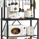 YASONIC Coffee Bar, Bakers Rack with Storage, 25.6 Inches Microwave Stand, 5 Tier Kitchen Shelves Appliance Storage, 12 S Hooks Large Coffee Station for Spices, Pots and Pans, Black, 25.9 inch